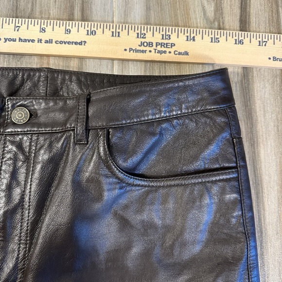 VTG Ralph Lauren Pants Dark Brown Leather Size 10 Minimalist Biker Preppy Casual - Picture 6 of 9